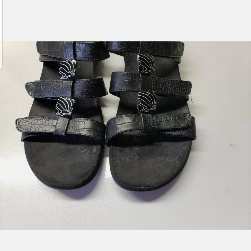 Vionic Sandals Size 10 Women's Amber Adjustable Orthaheel Black Comfort Shoes - Picture 3 of 9